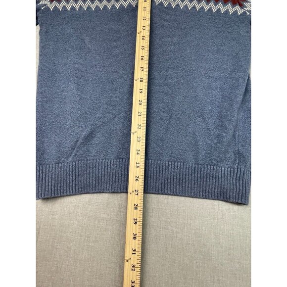 Izod Men's Blue Multicolor Button Mock Neck Knit Long Sleeve Sweater Medium USED - Picture 4 of 6